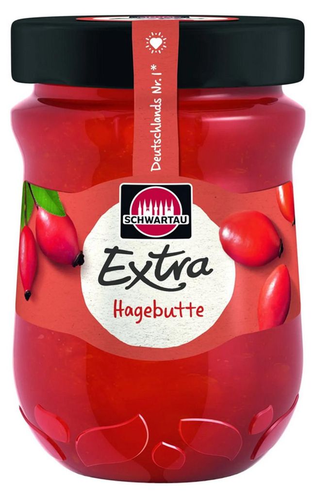 Schwartau Extra Hagebutte Frühstück Fruchtaufstrich vegan Produktbild 