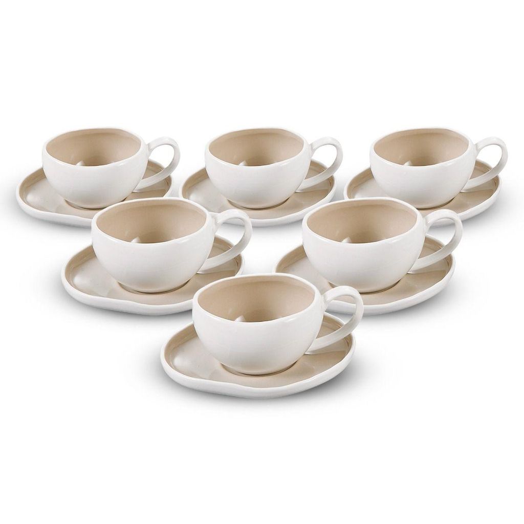 bricard barles kaffee set | weiß-taupe 12-teilig