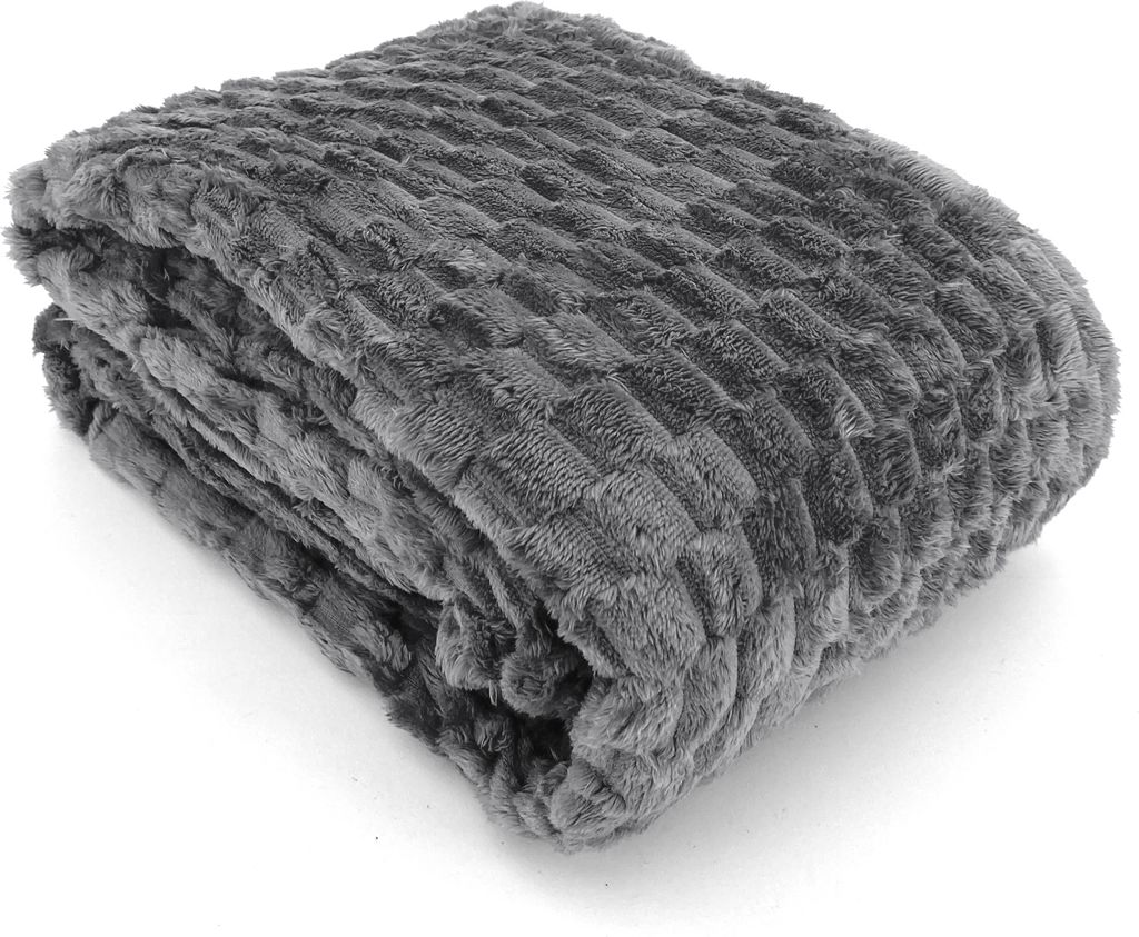 Heimtexland super flauschige Flanell Kuscheldecke XL 150x200 Wohndecke Sofadecke Typ905 Anthrazit grau