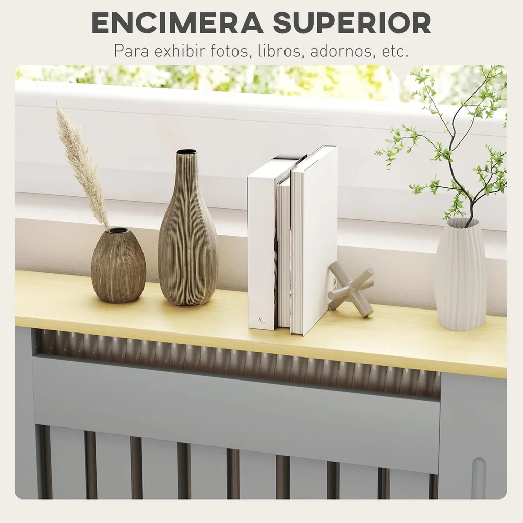 Cache-radiateur pour Salon et Chambre Gris - Meuble MDF 78 x 19 x 83 cm
