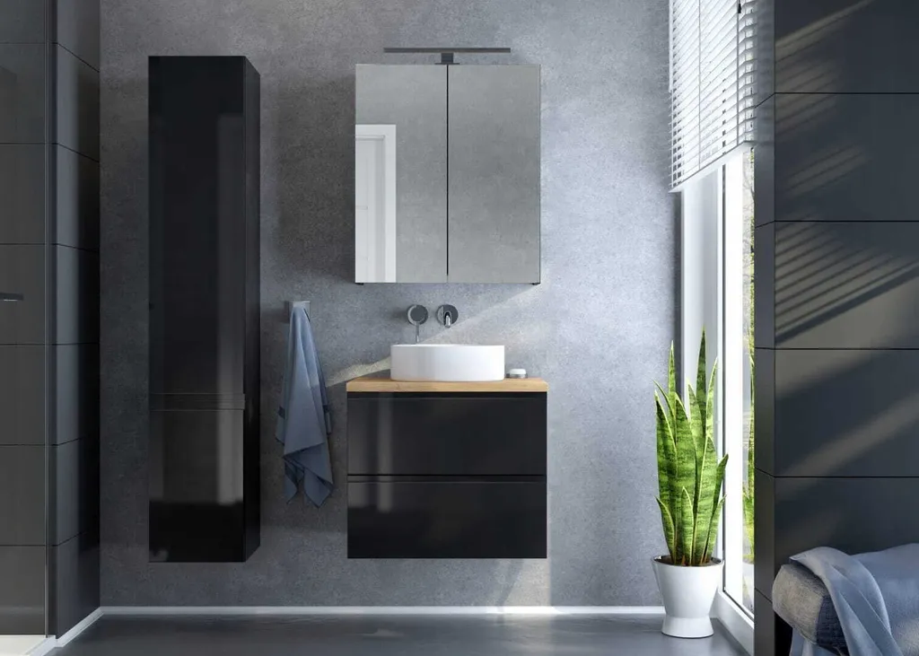 Mexen Rivel mobile bagno 160 cm con lavabo Vela, 2 cassetti, scanalato