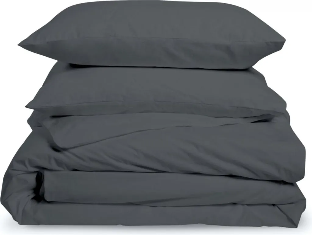 Parure de lit 1 personne Bleu Câlin en percale 140x200cm Anthracite