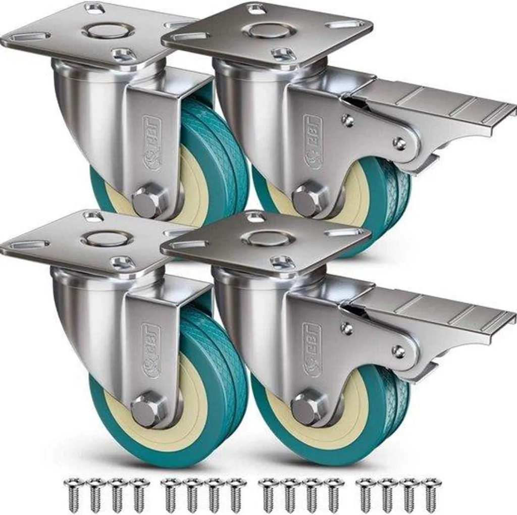 Roulettes 50 mm charge 50kg par roue lot de 4 avec vis de fixation pro