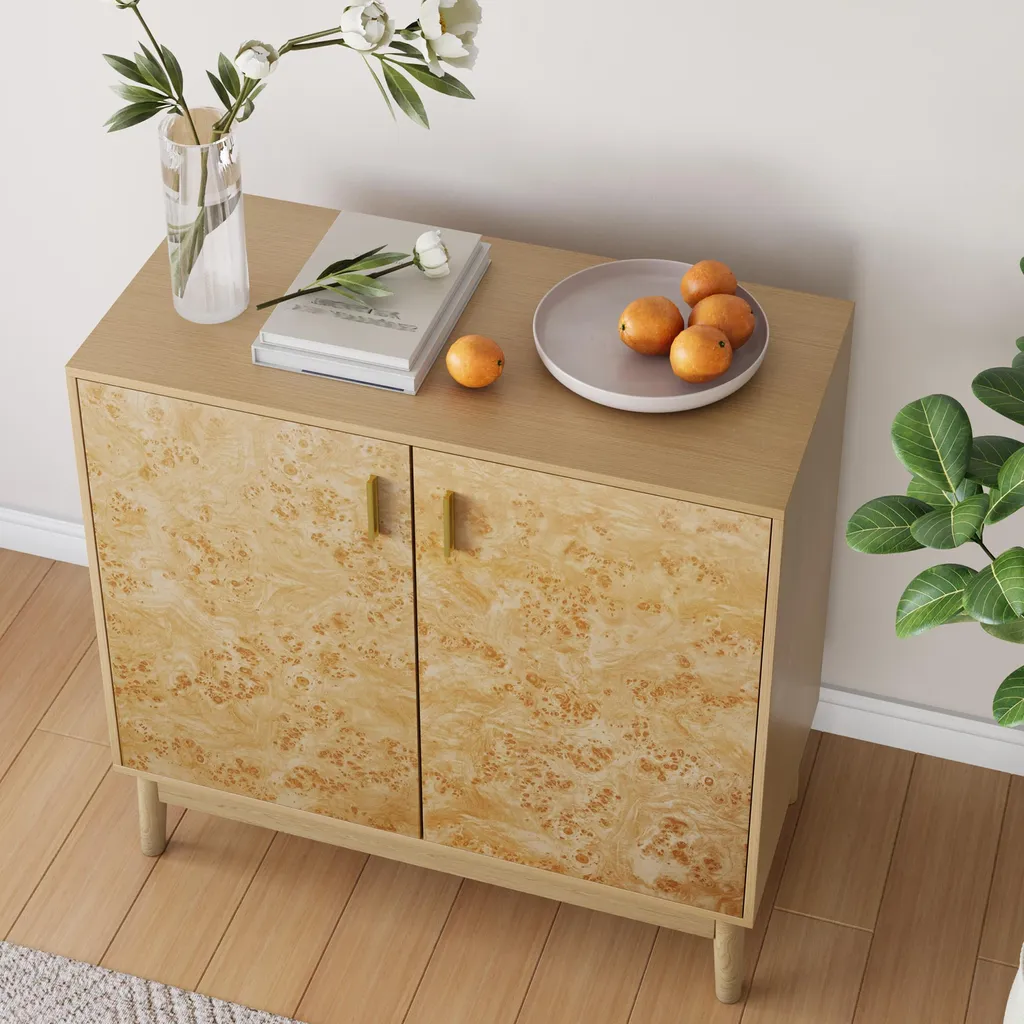 Buffet bois massif avec étagères modulables et pieds robustes - Rustik