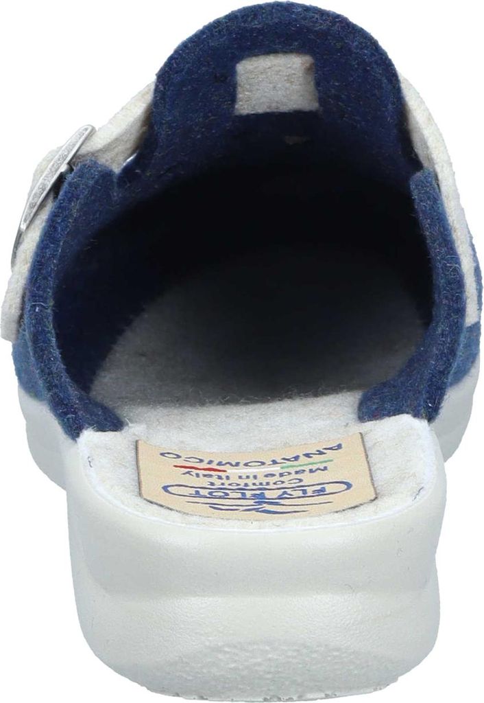 Fly Flot Damen Pantoffel PET Filz Hausschuh mit Herz Stickerei 320250, Größe:40 EU, Farbe:Blau