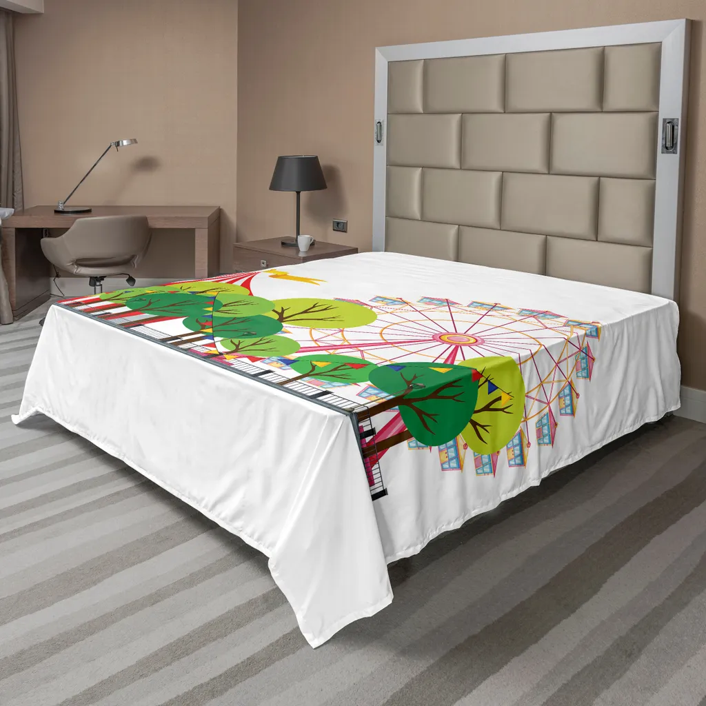 Drap de lit doux et confortable Motif Cirque 266 cm x 260 cm Multicolore