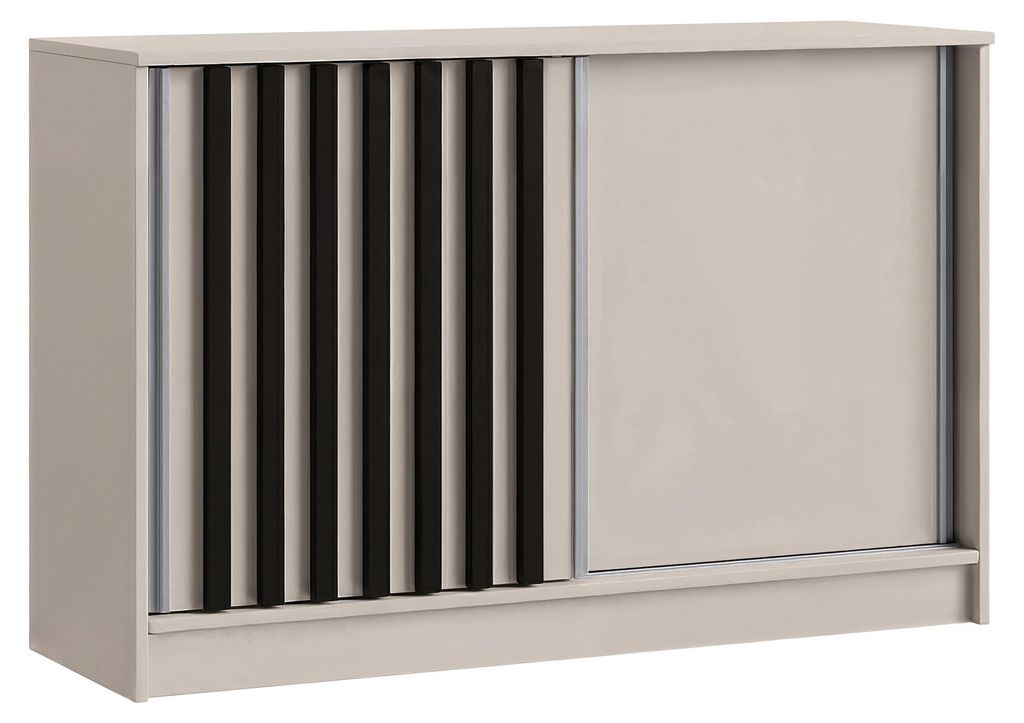 Margaret Hadas24 Kommode NELI mit Lamellen 160 cm, Wohnzimmerschrank, Wohnzimmer Möbel, Wohnzimmerschrank, Kommodenschrank (kaschmir, schwarz)