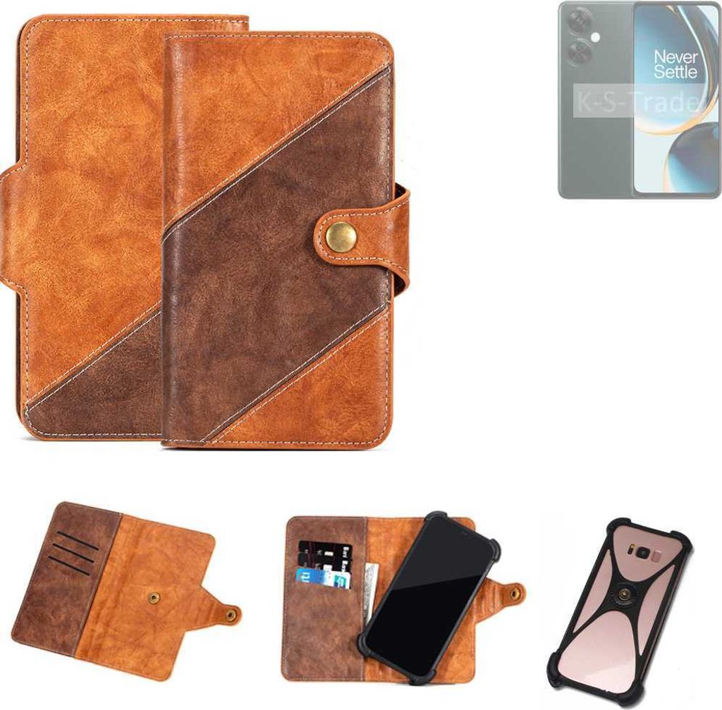 K-S-Trade Handyhülle Schutzhülle Bookstyle Case Wallet-Case kompatibel mit OnePlus Nord CE 3 Lite 5G Cover Klapphülle Kantenschutz Smartphone