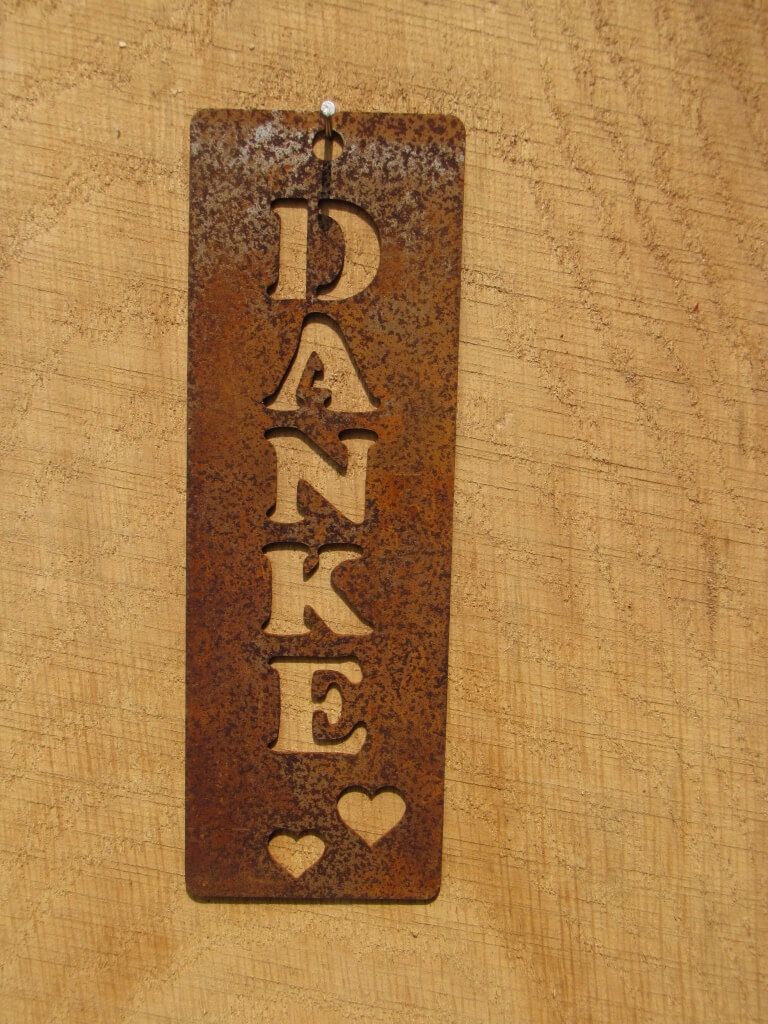 Edelrost Anhänger "Danke", klein