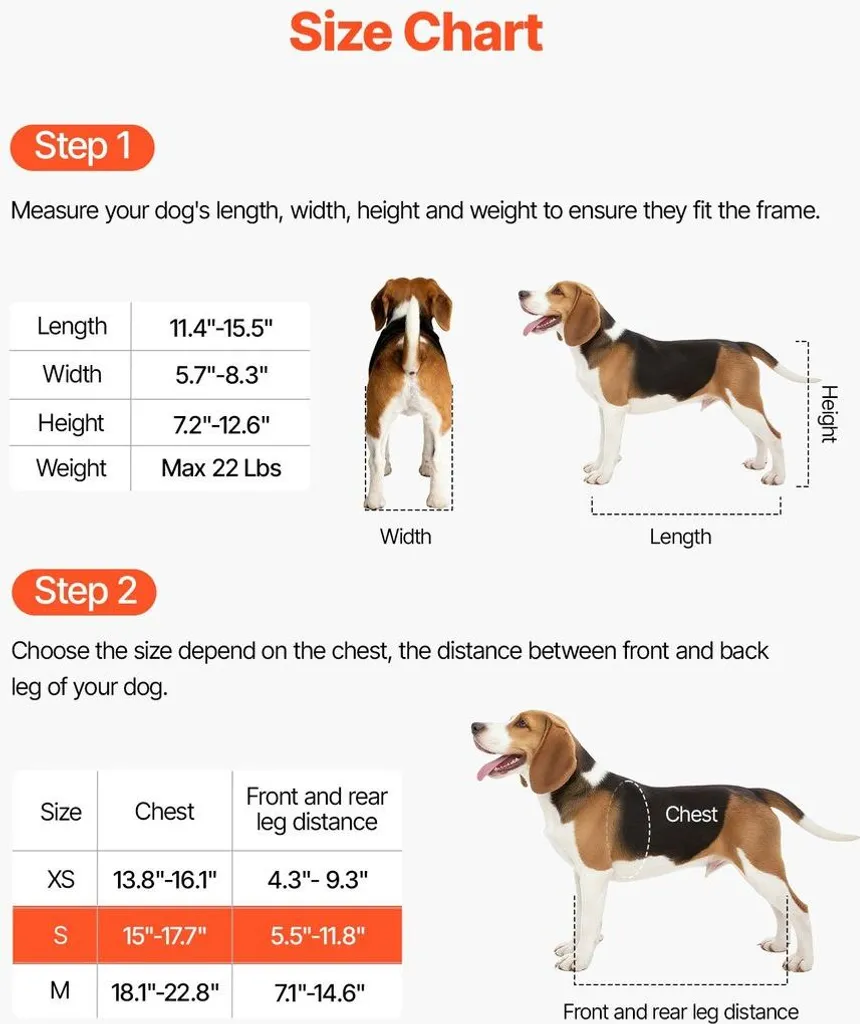 Carrozzina per cani per zampe posteriori, carrozzina per animali domestici regolabile a 2 ruote, carrozzina leggera per cani con ruote ammortizzanti, carrozzina di supporto alla mobilità per cani disabili o feriti fino a 10 kg, piccola - 3