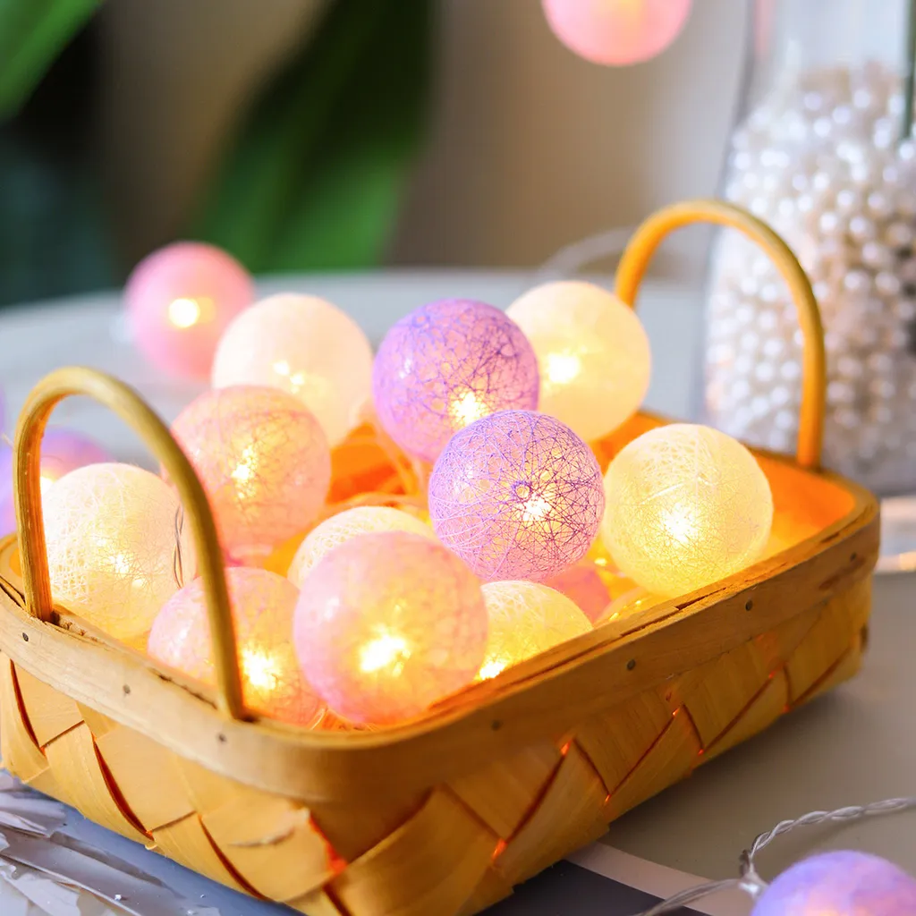 Indoor Colourful Led Ball String Lights Battery Operated, batteria bianca calda Fairy Lights Decorazione per la camera da letto di nozze partito, 1,5 m 10 palline