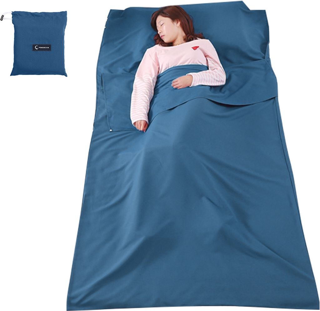 Ultraleichter, schmutzabweisender Reiseschlafsack, Polyesterfasergewebe, blau, 115 cm x 210 cm