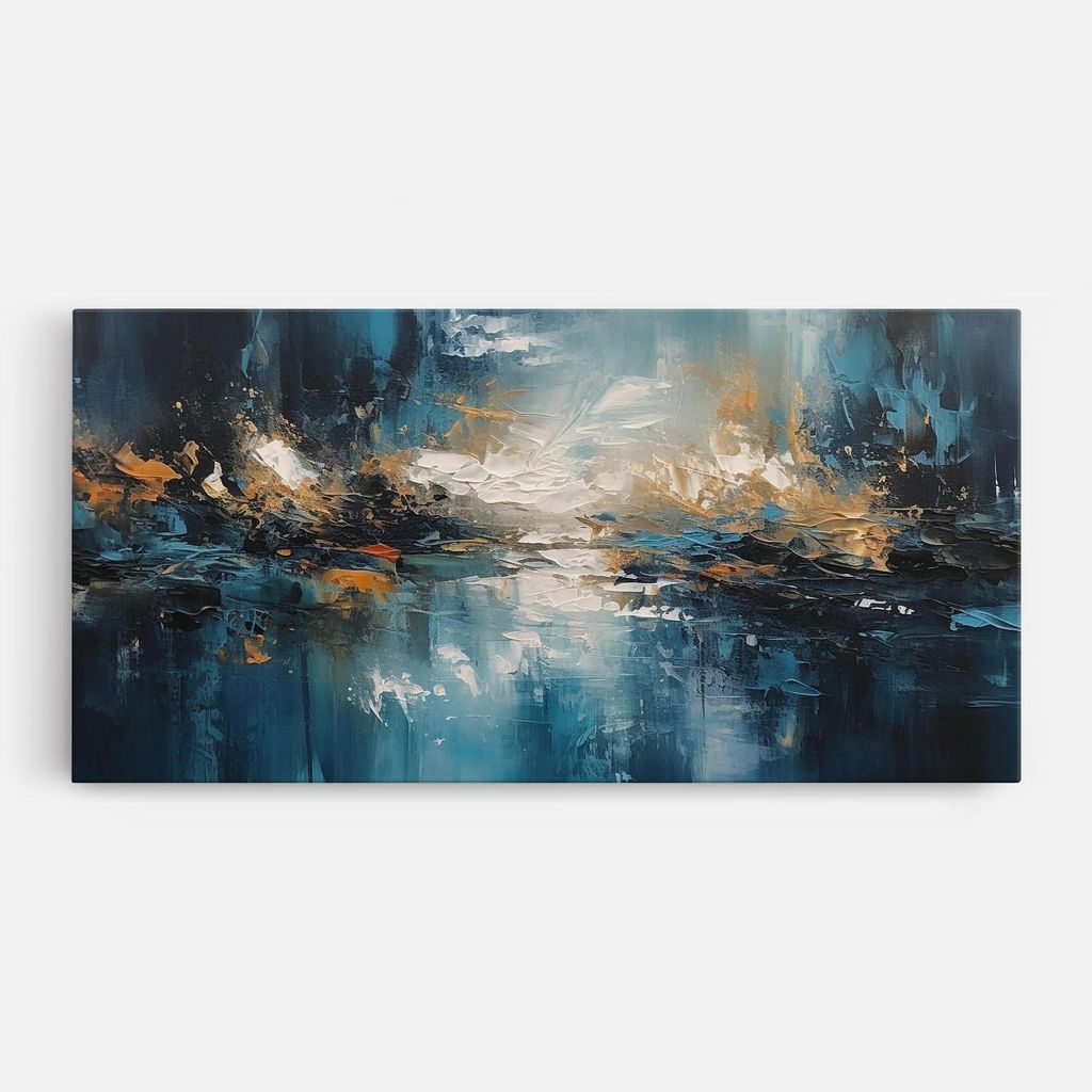 ARTHUB Leinwandbild 60x120 cm, Abstract Blue Art | Wohnzimmerdekoration, Hängende Bilder, Wanddekoration, Heimdekoration, Abstrakte, Abstrakte K...