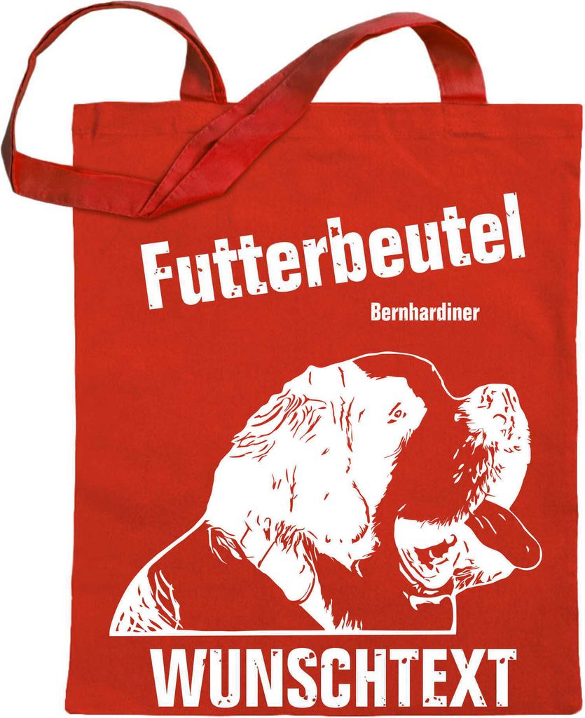 Kiwistar Futterbeutel - Bernhardiner - Einkaufsbeutel Wunschtext mit Motiv Hund - Jutebeutel bedruckt - Tragetasche Stoffbeutel Umhängetasche Lang...