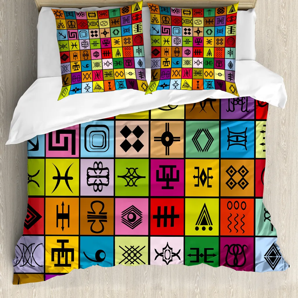 Set Letto 155x220 ABAKUHAUS Aboriginal - Design Multicolore Etnico