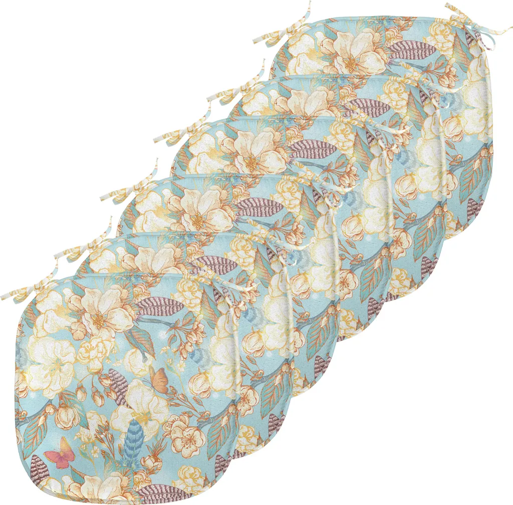 Galettes de Siège avec Sangles ABAKUHAUS Lot de 6 Fleurs Shabby 40cm