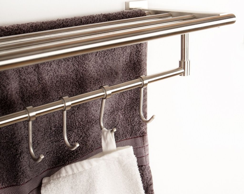 Handtuchhalter 5 Haken Handtuchablage Melbourne 5 Handtuchstangen Edelstahl matt gebürstet