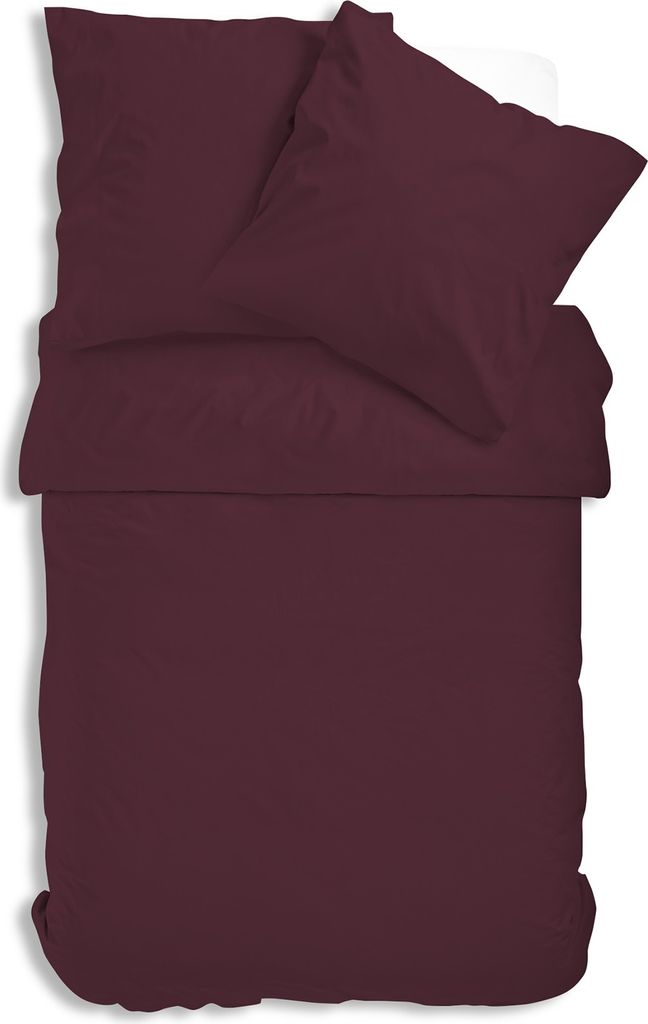 Uni Renforce Bettwäsche 135x200 cm oder 155x220 cm Baumwolle mit Reißverschluss, Farbe:bordeaux, Größe:4 teilig 135x200 cm