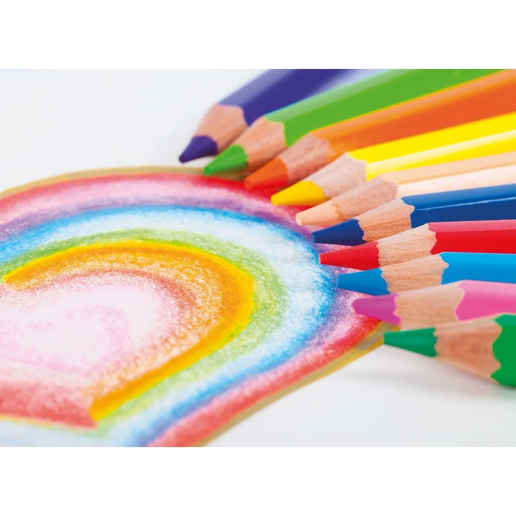 Crayons Creall Maxi à mine géante 5mm - 12 couleurs vives et intenses - 6