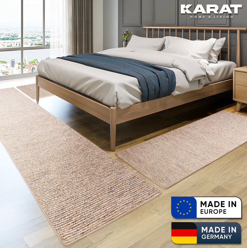 Chemin de table Geneva Beige 80x300 cm et 2 ponts de lit 80x150 cm