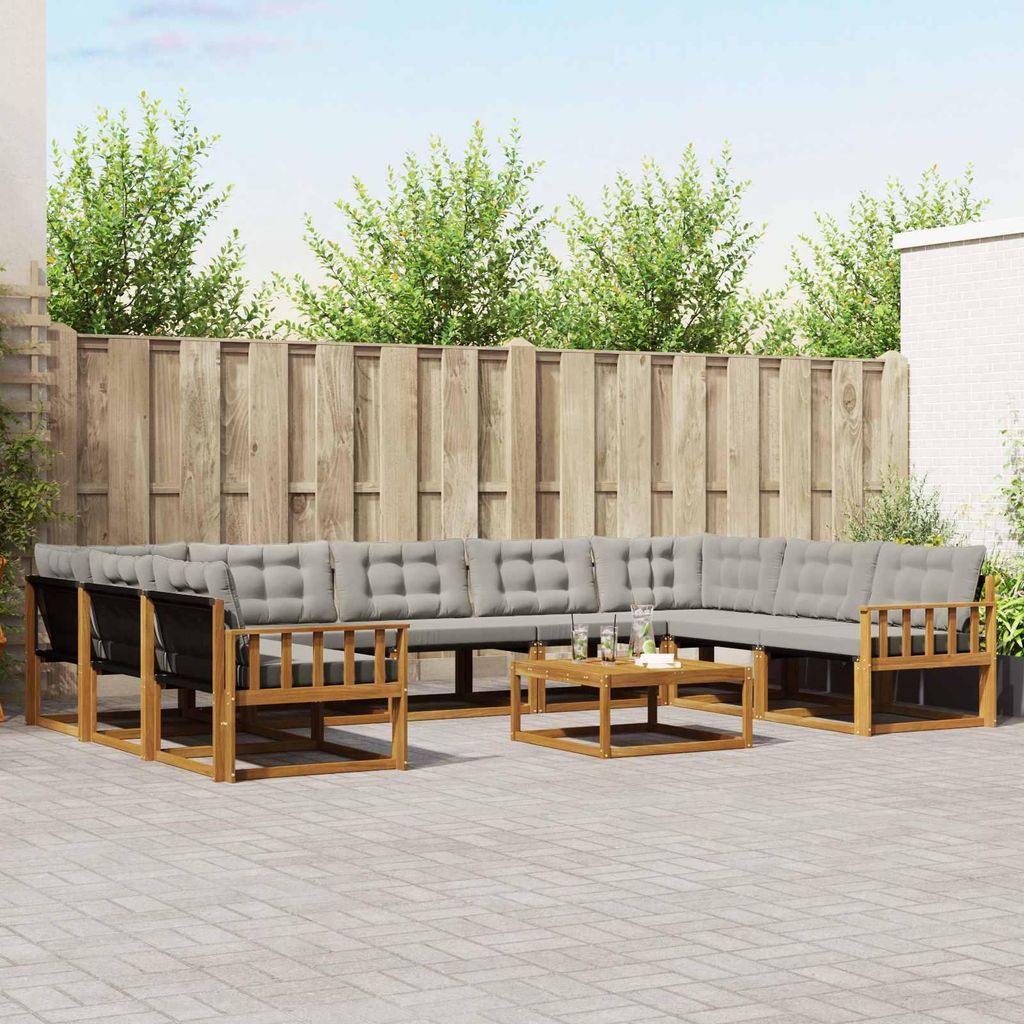 "Seasonal Sale"Outdoor-Sofagarnitur - CLORIS - Balkonmöbe/Sitzgruppe - mit Kissen 10 pcs - Moderne Design - Natürlich und Hellgrau - Gartensofas ...