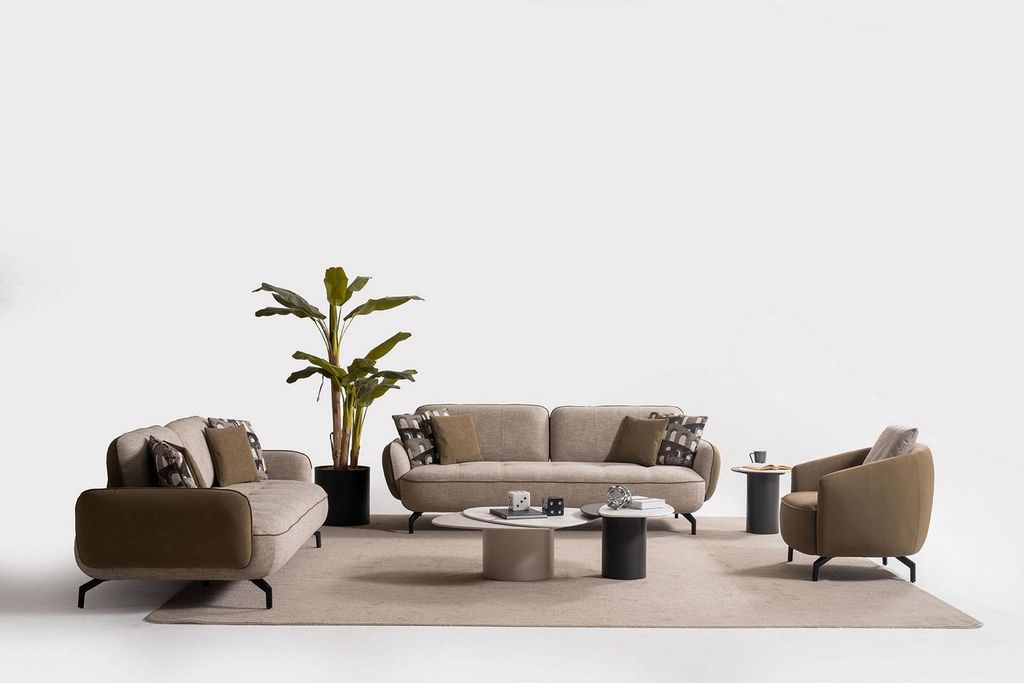 r Couchtisch-Set Designer Marmorplatte 2x Beistelltische