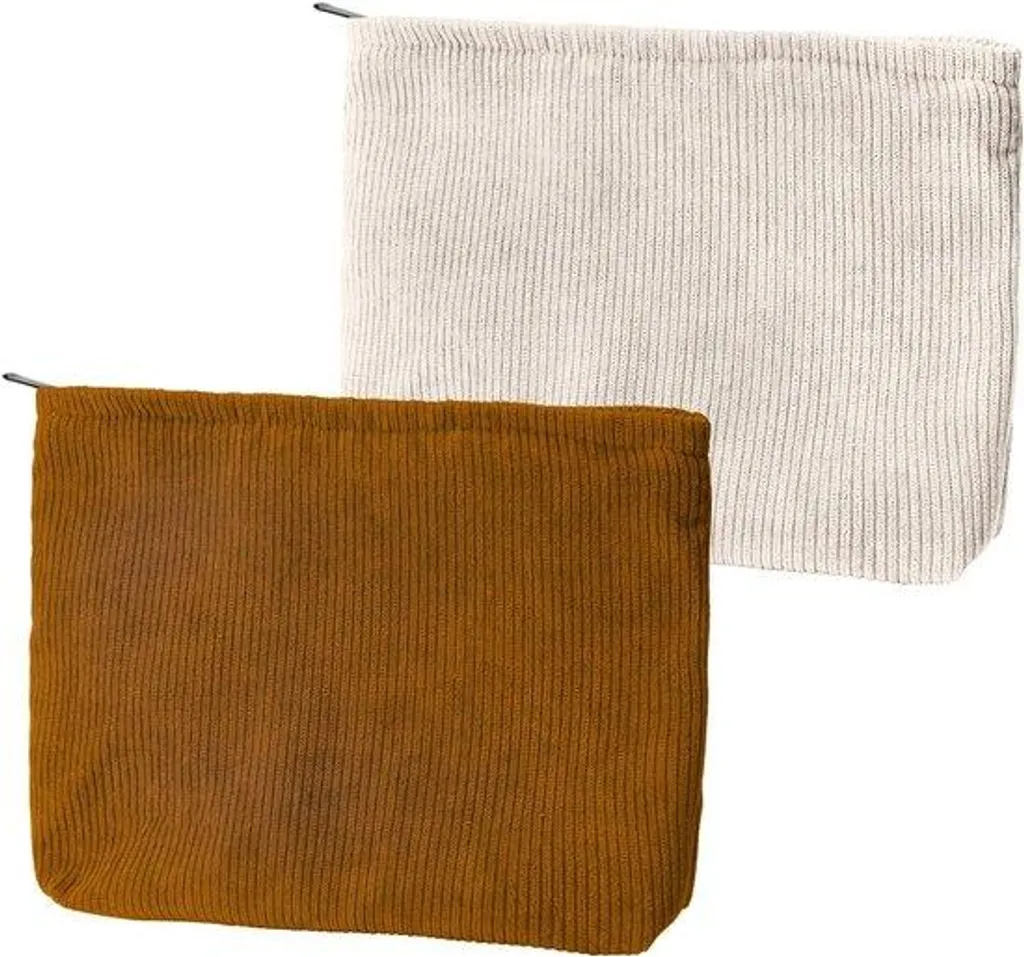 Trousse de Maquillage en Velours Côtelé avec Fermeture Éclair Lot de 2