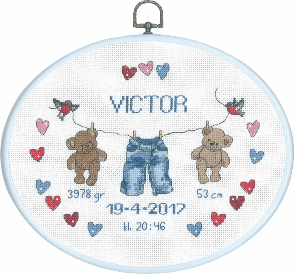 Kit Broderie au Point de Croix à Compter Viktor 20x26cm avec Cadre