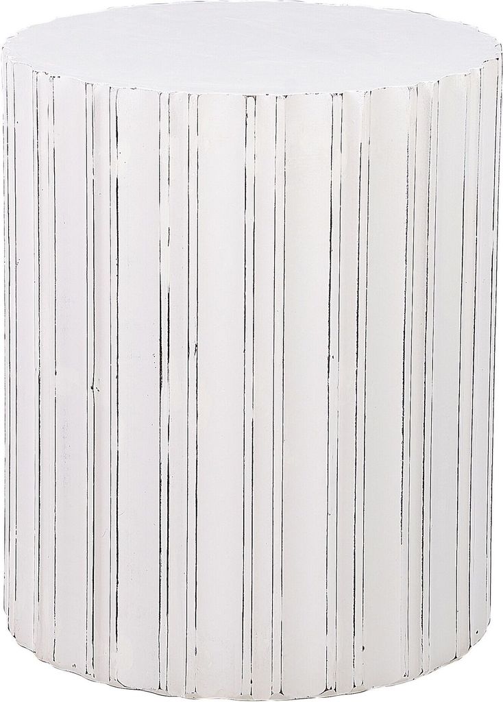 BELIANI Beistelltisch Weiß Rund 45 cm Zylinder Form Vintage Look Retro Stil Couchtisch für Wohnzimmer