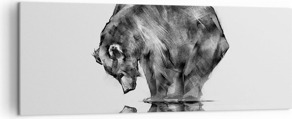 Bild auf Leinwand - Leinwandbild - Bär Tier - 140x50cm - Wand Bild - Wanddeko - Wandbilder - Leinwanddruck - Bilder - Kunstdruck - Wanddekoration ...