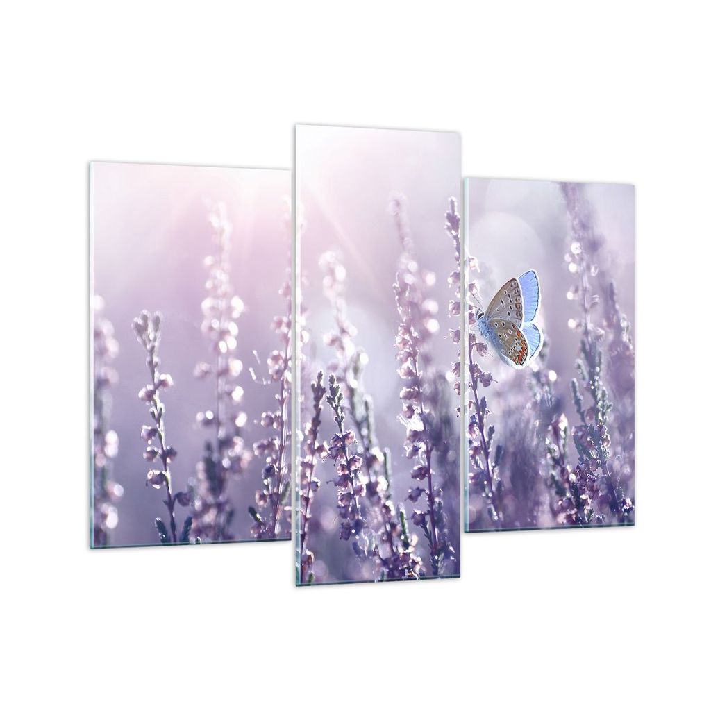 Bilder auf glas - Schmetterling Wiese Blume - 130x100cm - Glasbilder - Wandbilder - Kunstdruck - zum Aufhängen bereit - Wanddekoration aus Glas - ...