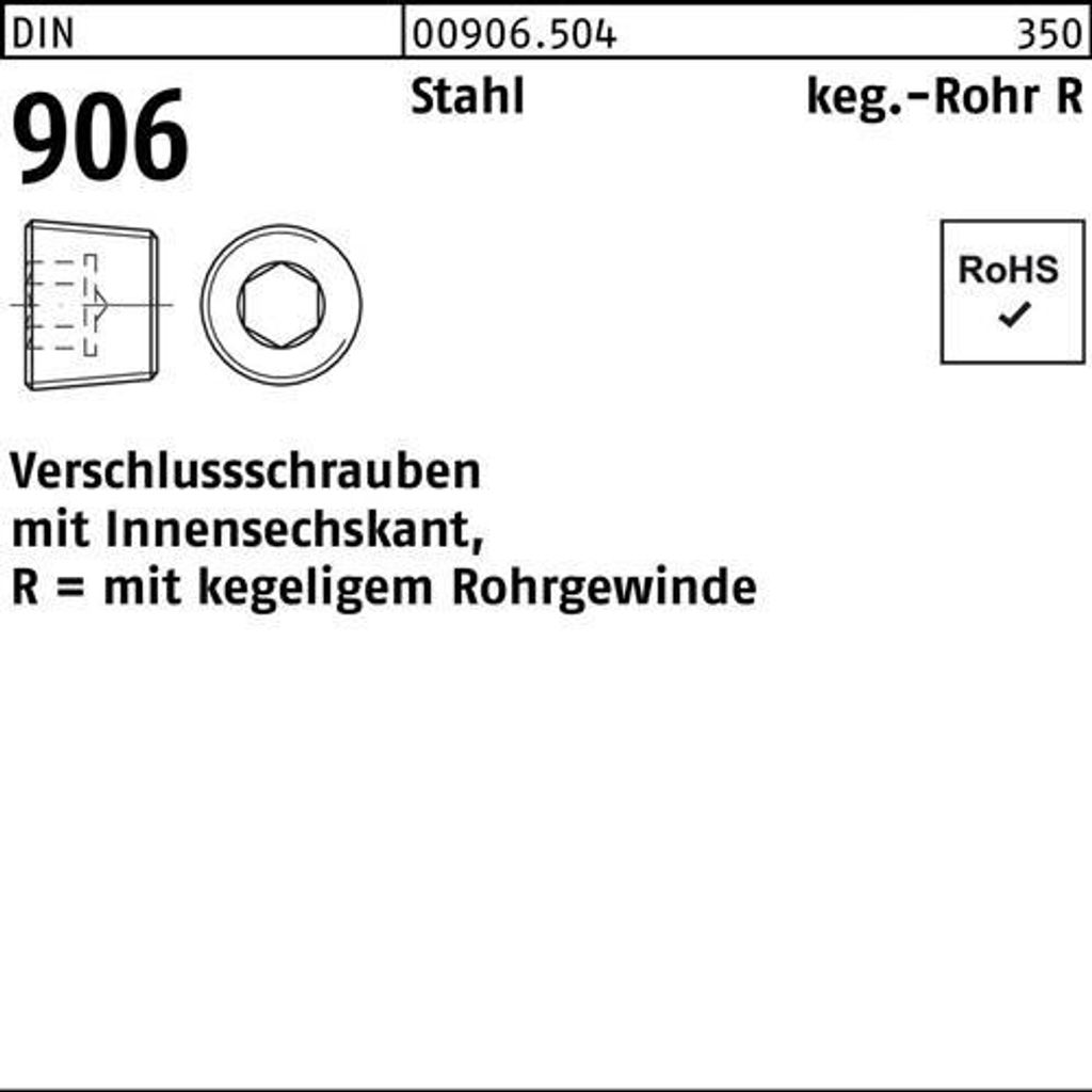 Verschlußschraube DIN 906 m.Innen-6-kant R 1 1/4 Stahl