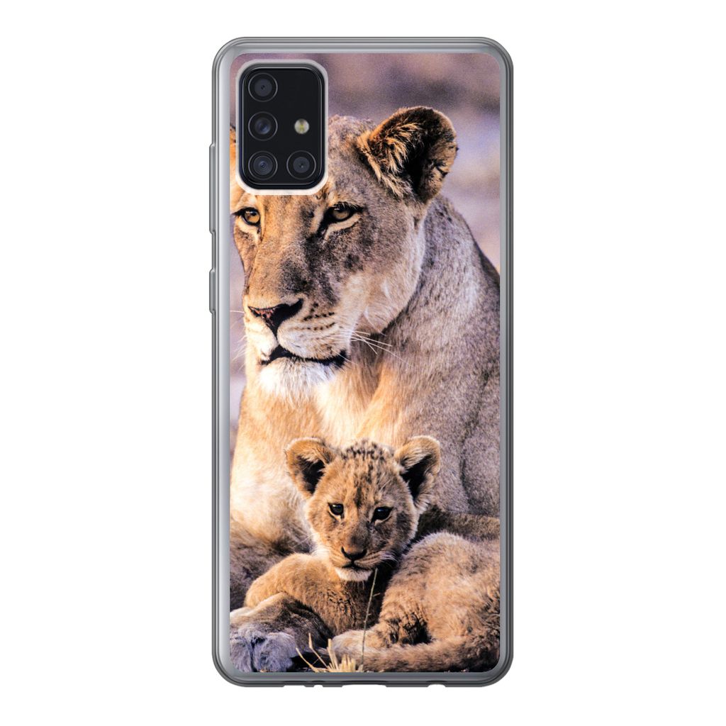 MuchoWow Handyhülle Schutzhülle Hülle für Samsung Galaxy A52 5G Löwin - Löwe - Junges Silikon Softcase Handy Hülle - Umschlag