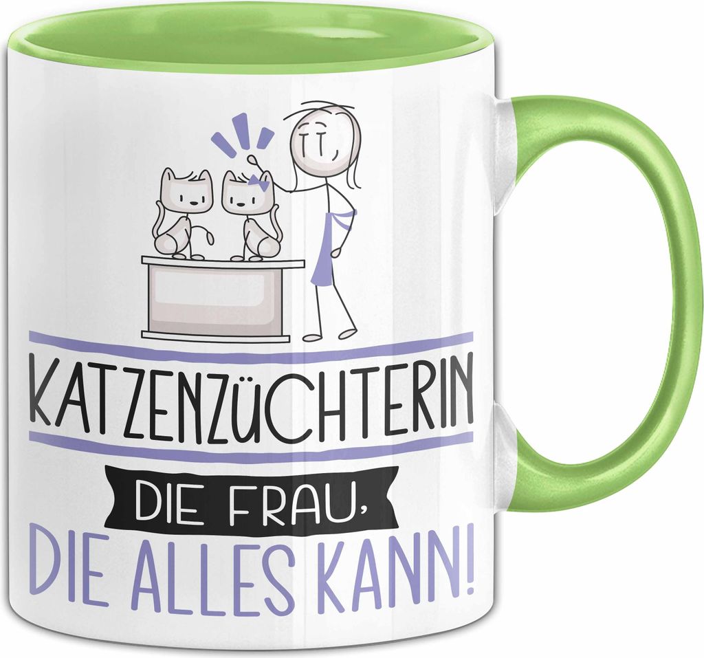 Katzenzüchterin Geschenk Tasse Becher Die Frau Die Allen Kann Geschenkidee für eine Katzenzüchterin Lustig (Grün)