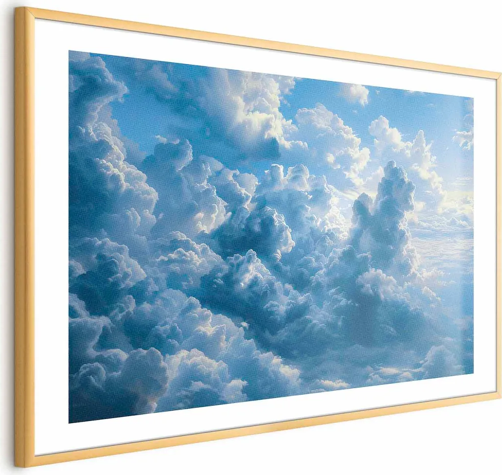 Poster Design Oceano nell'aria 90x60 con Cornice Oro Satinato Luxury