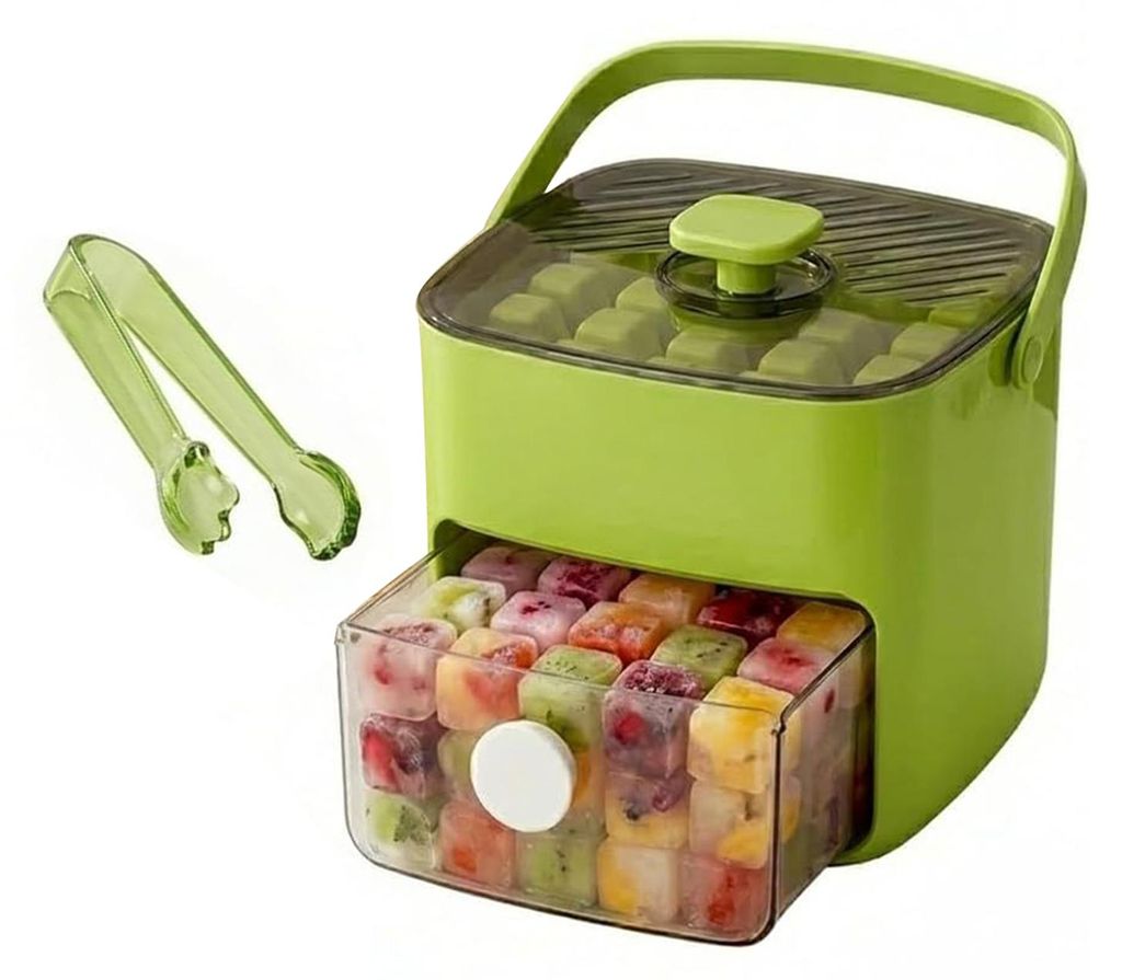 Eiswürfelbereiter für 48 Eiswürfel mit leicht zu öffnendem Deckel, integriertem Eisbehälter und Aufbewahrungsbox, Eiswürfelform für Whisky, ...