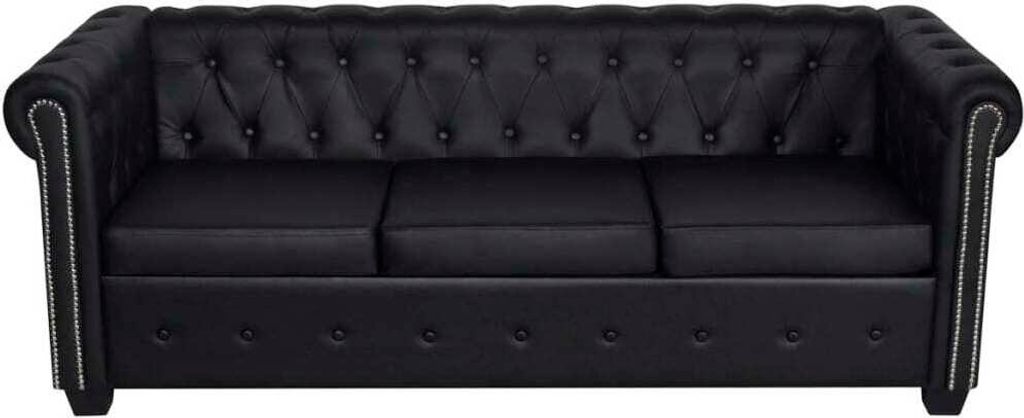 vidaXL 3-osobowa sofa Chesterfield ze sztucznej skóry, Zdjęcie produktu 