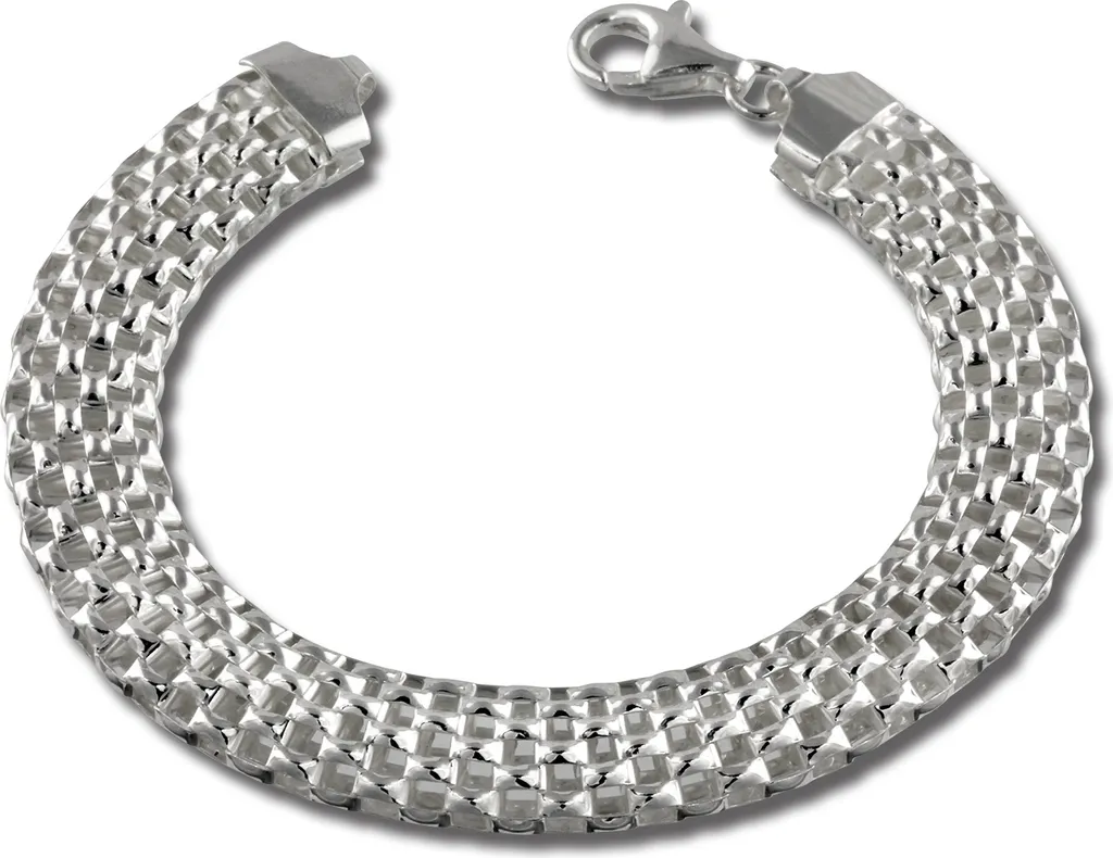 Bracelet Argent 925 Tressé 19cm SilberDream : Bijou Durable Anti-Terni