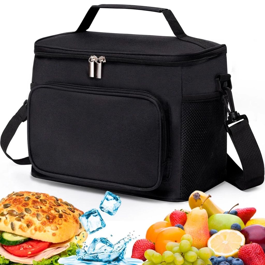 Torba termiczna na ramię lunch box 9 l czarna na jedzenie Zdjęcie produktu 
