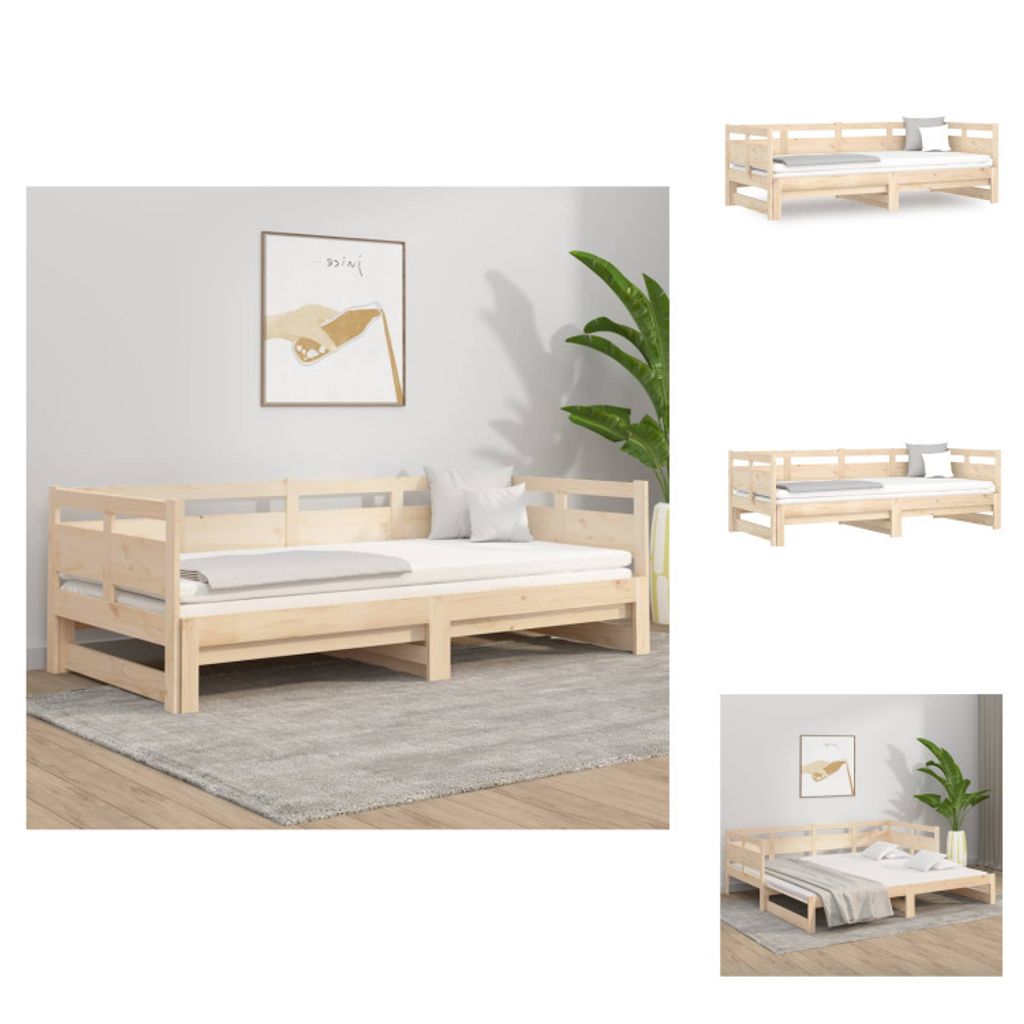 vidaXL Tagesbett Ausziehbar Massivholz Kiefer 2x(80x200) cm - Betten & Bettgestelle