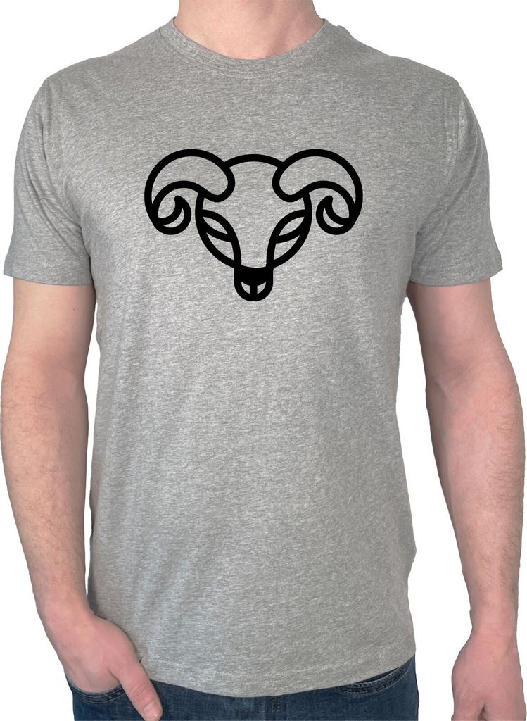 Huuraa Herren T-Shirt Widder Sternzeichen Symbol L Sport Grey Bio Baumwolle Fairtrade Herrenshirt Geschenkidee
