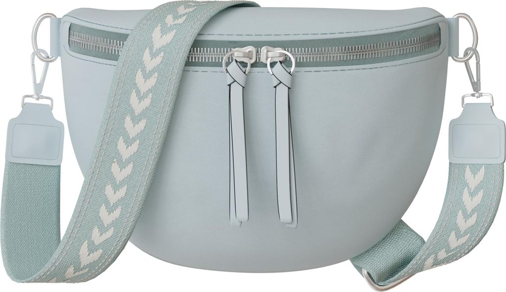 Damen Crossbody Umhänge Hand Tasche Echt 30618 Light Blue