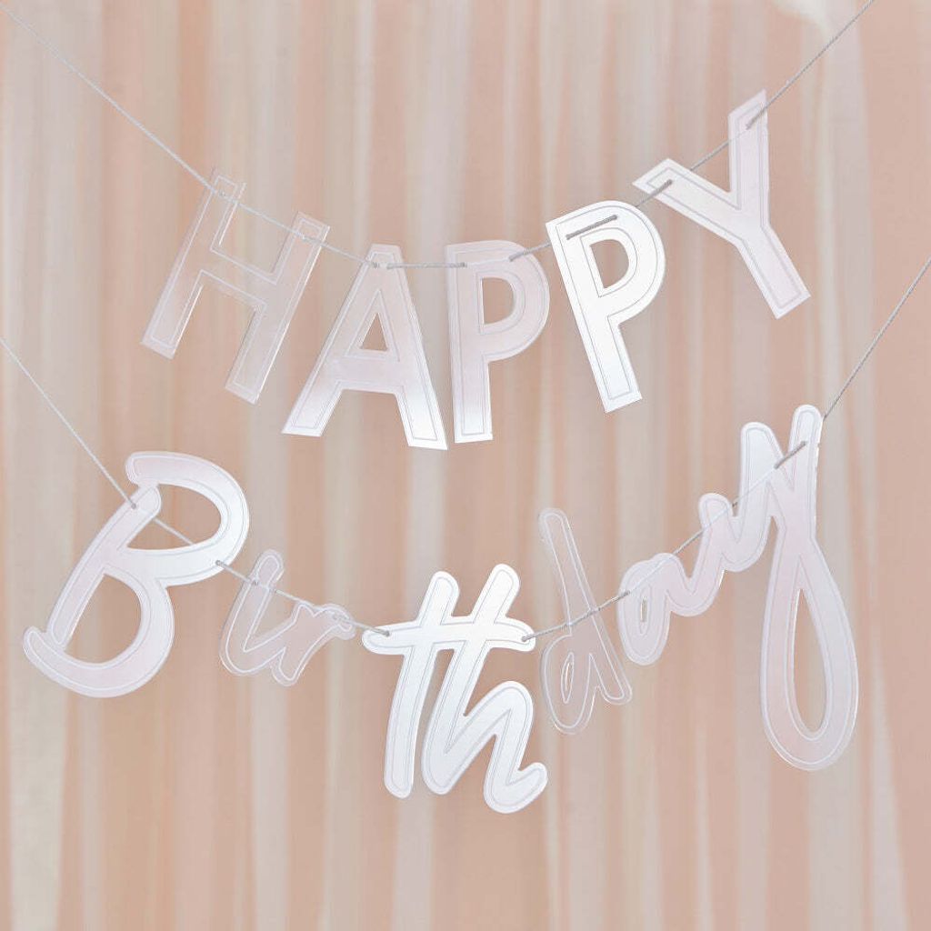 Transparente Happy Birthday Girlande 3m