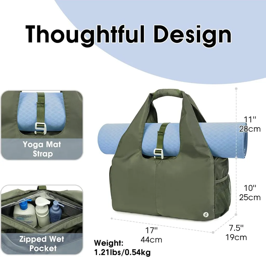 Sac de sport compartiment humide imperméable grand volume kaki