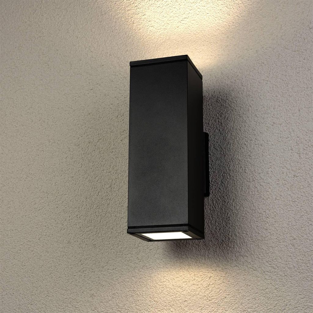 LUMILED Außenwandleuchte Modern 230V GU10 Wandlampe Außenlampe Wandleuchte Aluminium Hartglas Schwarz IP65 Wasserdicht Outdoor Außen Garten