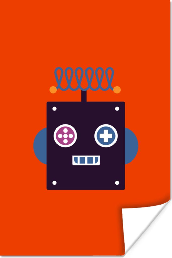 MuchoWow Poster Roboter - Rot - Gesicht - Formen - Jungen - Kinder 80x120 cm - Papierdruck