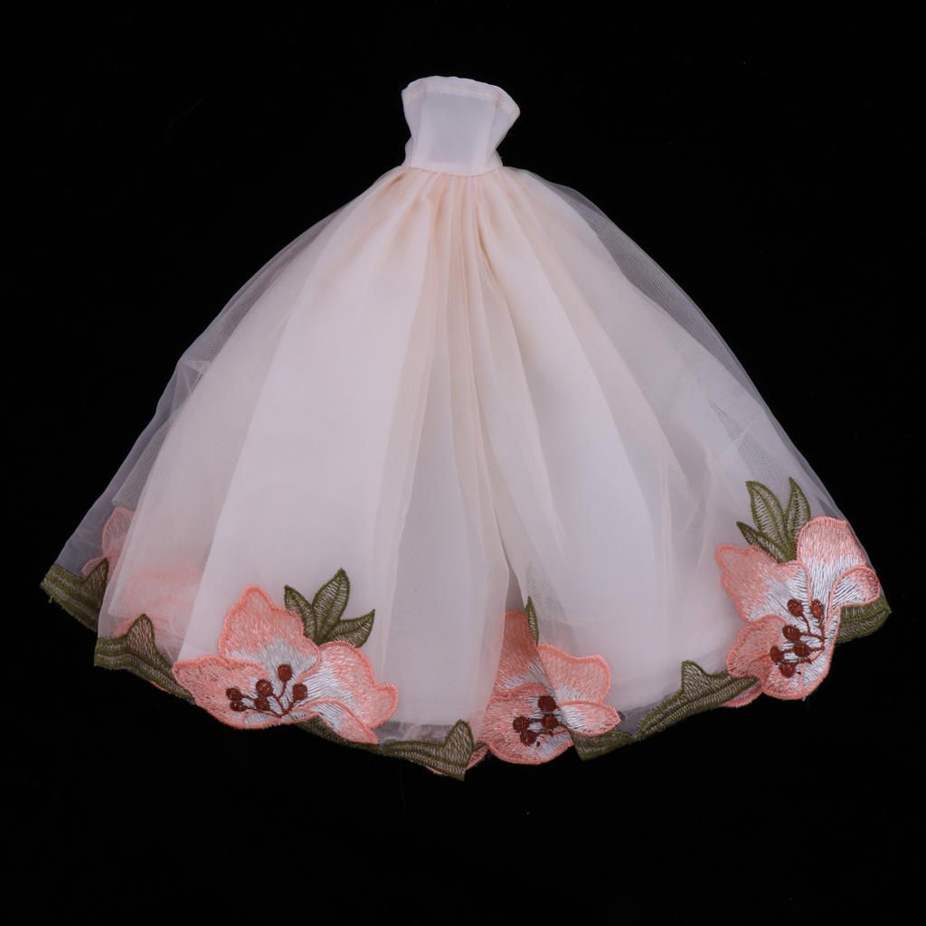 Mode Kleider Tube Top Kleid Brautkleid für 1/6 Puppe Accs Hellgelb 