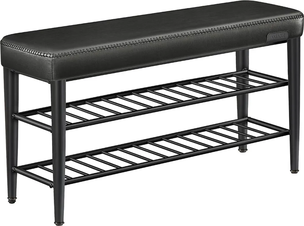 Banc de rangement chaussures EKHO assise capitonnée noir 100x30x50 cm