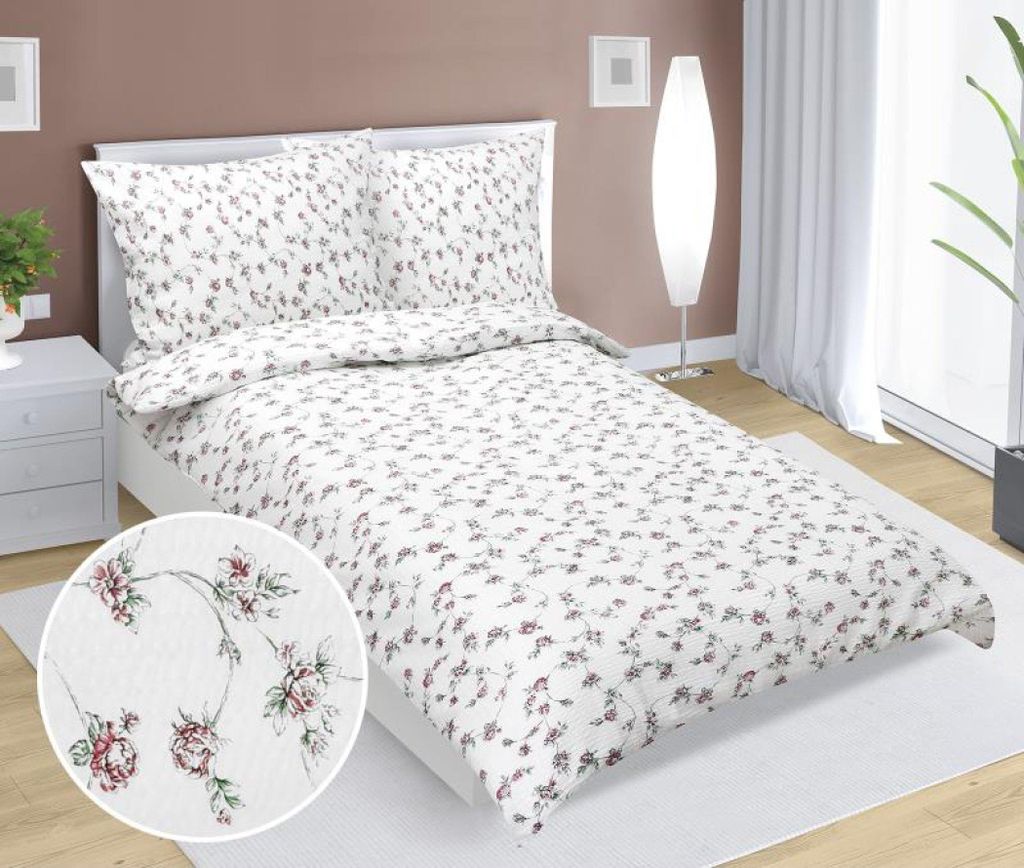 Kreppleinen - Weiß,Rosa - 140x200, 70x90