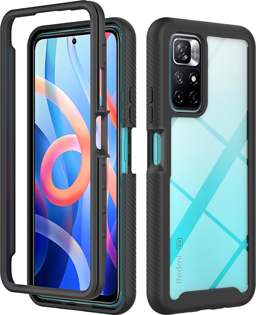 Xiaomi Poco M4 Pro 5G Hülle, Hybrid Transparente Rückseite Robust TPU Bumper Rutschfest Stoßfest Ganzkörper Schutzhülle für Xiaomi Poco M4 Pr...